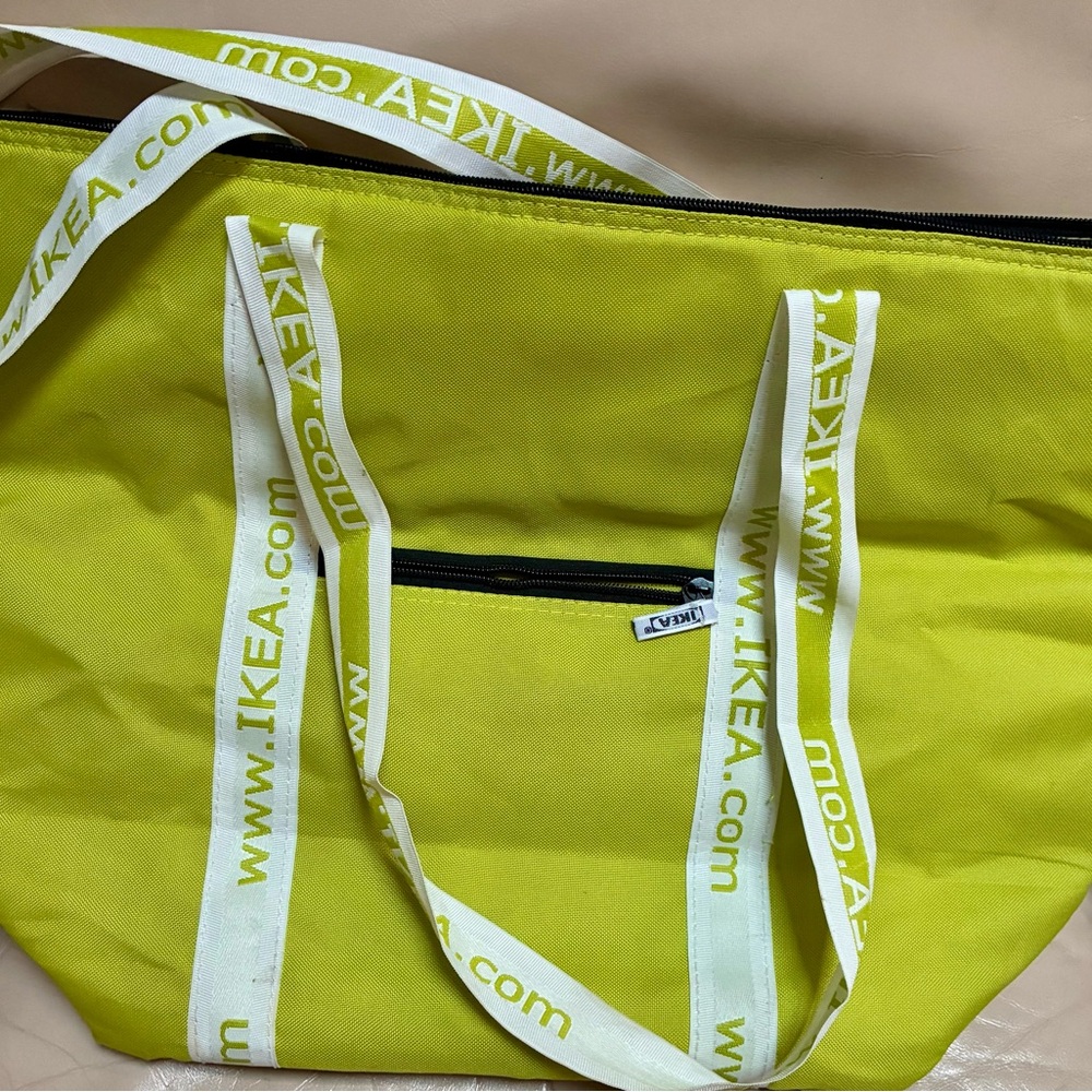 IKEA Vibrant Green Tote with White Straps